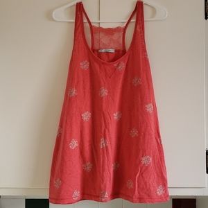 Floral tank top - distressed and pink